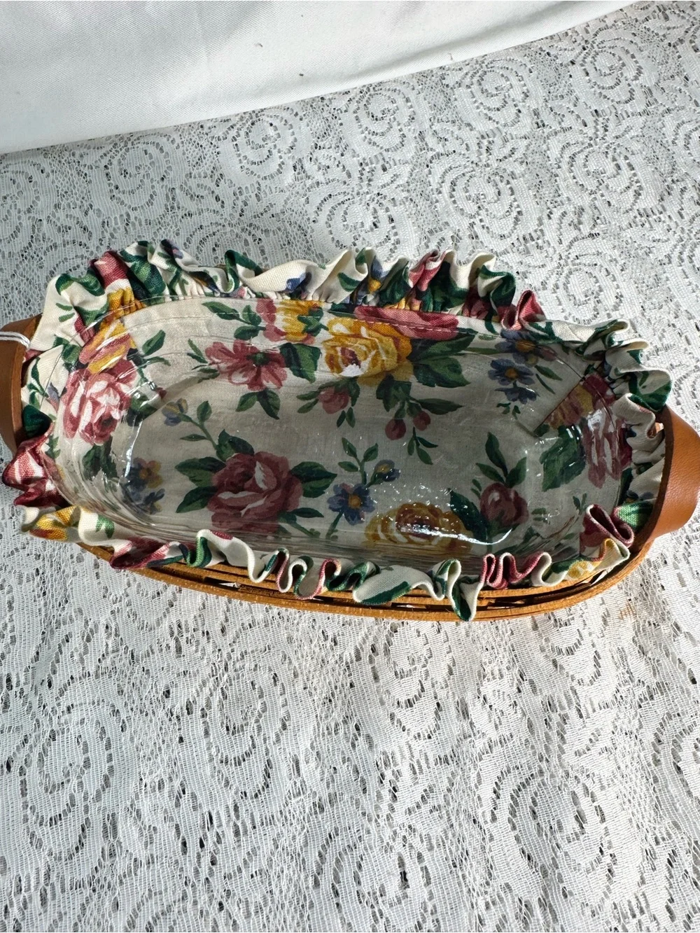 Longaberger 1996 Lavender Booking Basket Combo w Garden Liner and Protector